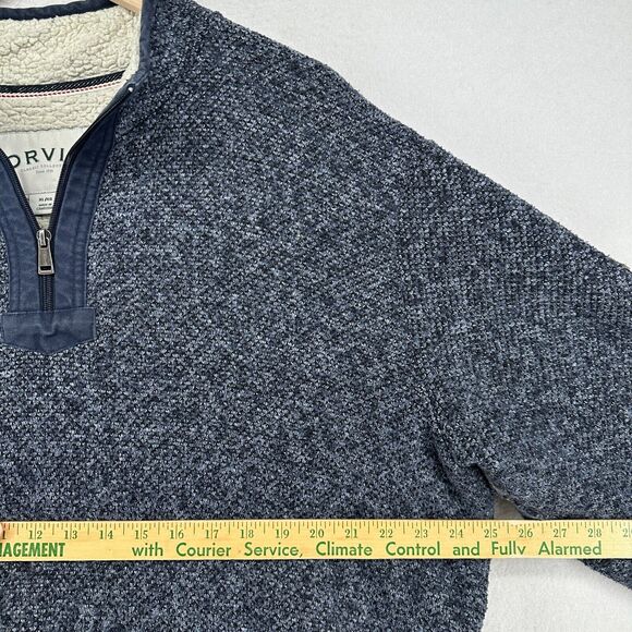 ORVIS Sweater Mens XL Brighton Sherpa Fleece Lined 1/4 Zip Marled Pullover Blue - Picture 14 of 16